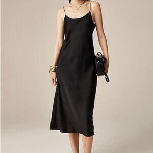 J. Crew Black Satin Slip Dress